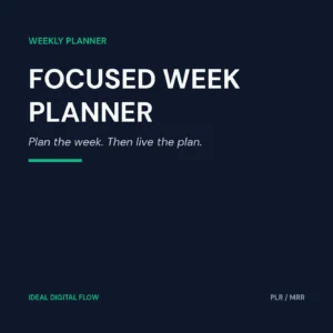 Focused Week Planner cover — printable weekly planner PDF