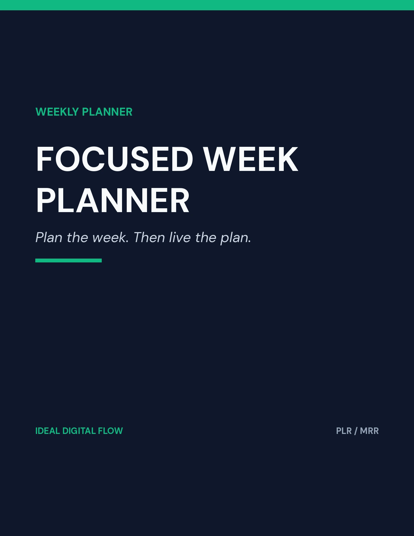 Focused Week Planner cover — printable weekly planner PDF